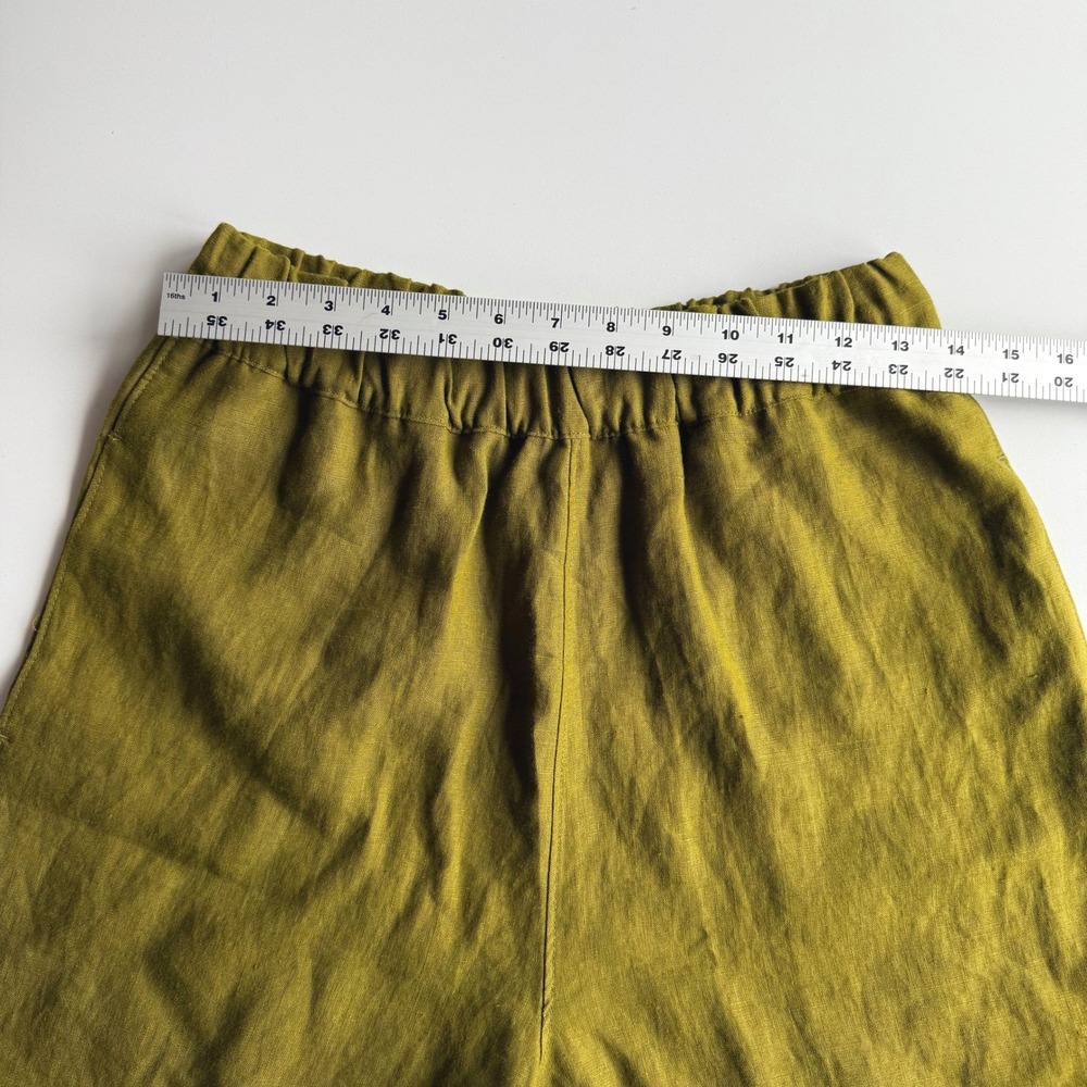 American Giant USA Made EUC Elastic Waist Fir Green Pockets Linen‎ Shorts S - Picture 6 of 8
